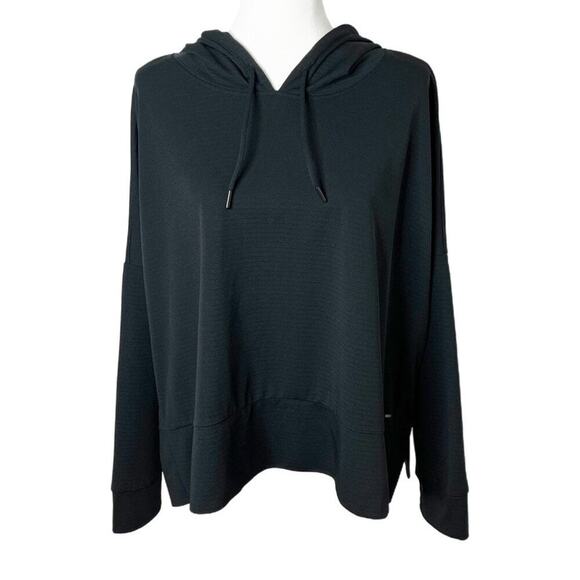 Mondetta Women's Ottoman Athletic Hoodie Top XL Black Oversized Boxy Long Sleeve - Picture 1 of 9